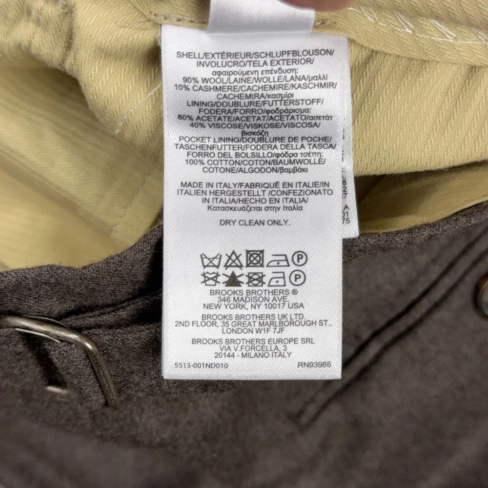 Brooks Brothers Trousers Mens W38 Brown Vitale Barberis Canonico Wool Cashmere